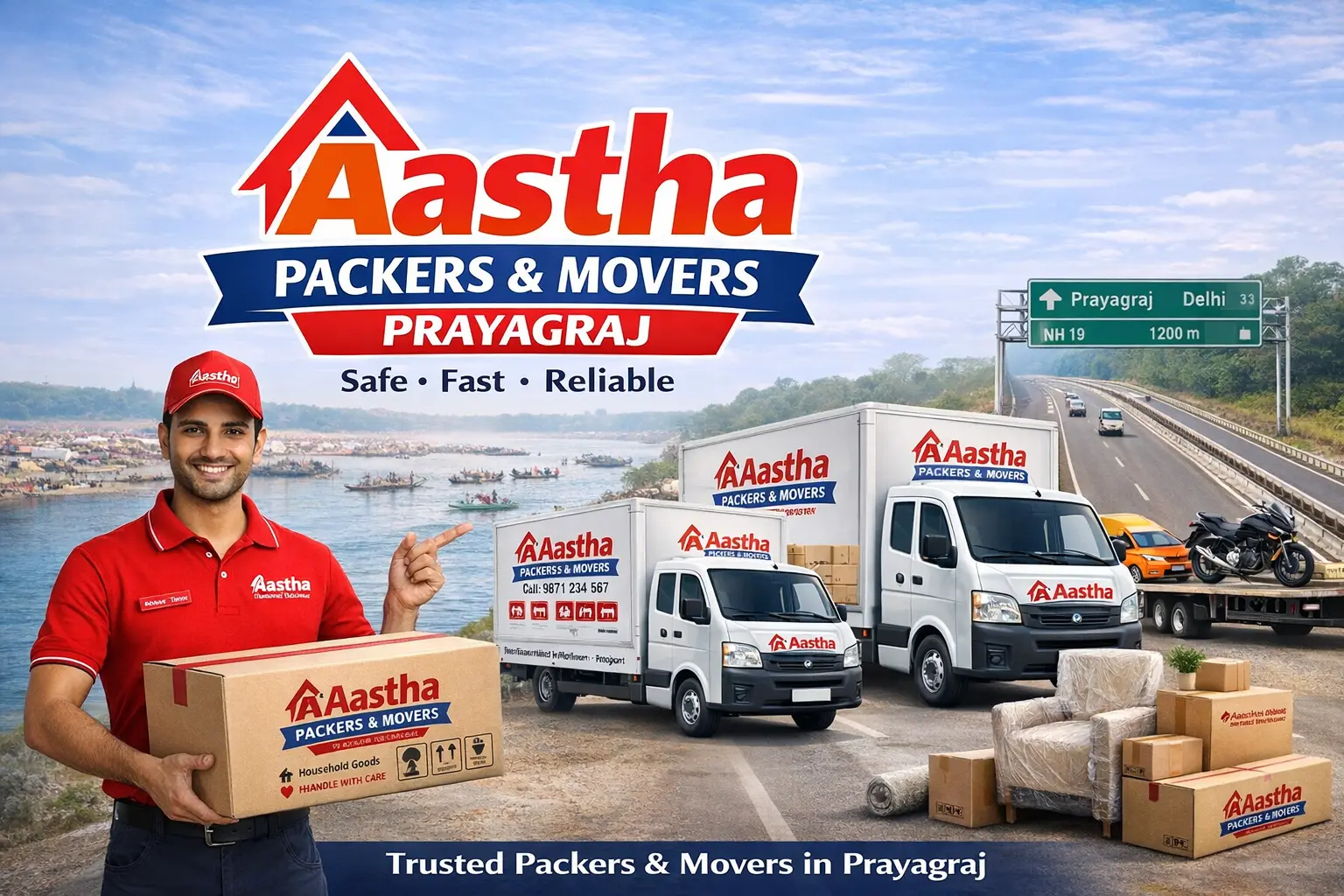 Aastha Packers and Movers Prayagraj providing professional packers and movers services in Allahabad with branded moving trucks, boxes, and staff